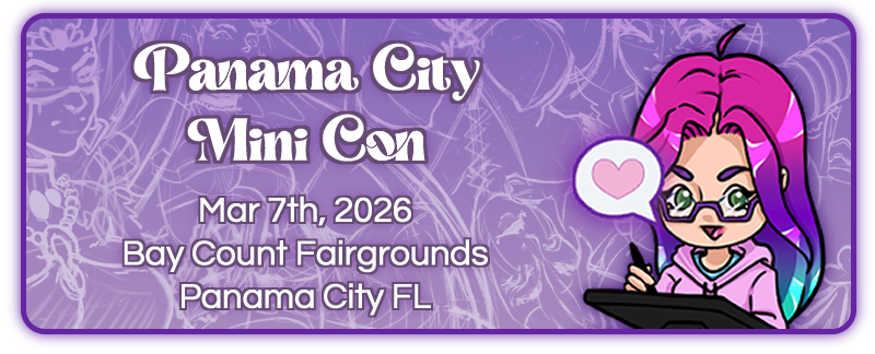 Panama City Mini Con is March 7th 2026 at Bay County Fairgrounds in Panama City Florida. The event is hosted by Panama City Comics.